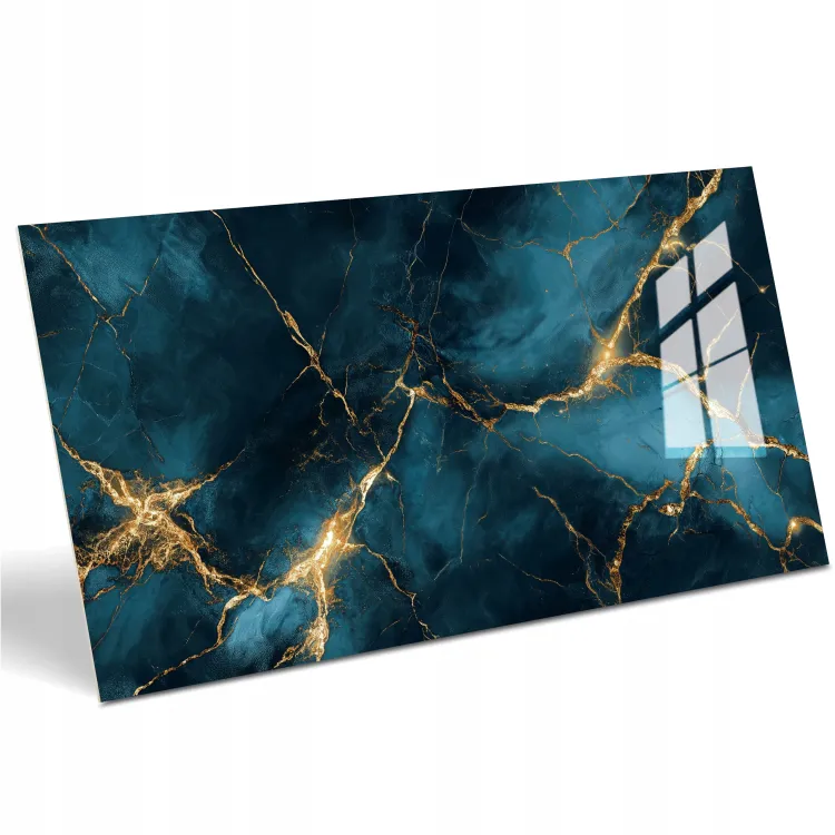 Egen Himel Sky Super 60x120 cm płytka gresowa niebieski marmur ze złotą żyłą połysk (1.44)