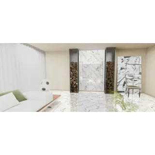 Egen Umbert White 60x120 cm płytka gresowa biały marmur ze złoto-szarymi żyłami połysk (1.44)