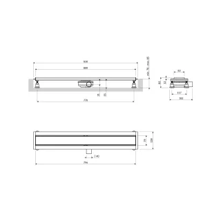 Omnires LOWFIX pryszn. odpływ liniowy z maskownicą do wklejenia płytek, 80 cm, srebrny półmat LOWFIX80TSL
