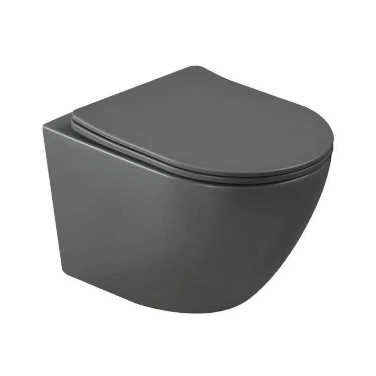 Invena MISKA WC PODWIESZANA, QFS, TAVRO OKRĄGŁA, Z DESKĄ WOLNOOPAD, SZARY CE-71-007-Y