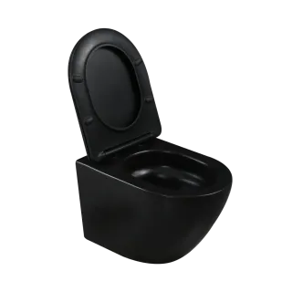 Invena MISKA WC PODWIESZANA, QFS, TAVRO OKRĄGŁA, Z DESKĄ WOLNOOPAD, CZARNY CE-71-005-Y
