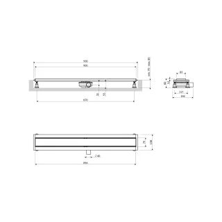 Omnires LOWFIX prysznicowy odpływ liniowy z maskownicą pełną, 90 cm, czarny półmat LOWFIX90GBL
