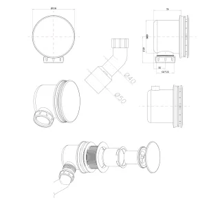 Omnires CGS syfon brodzikowy, chrom połysk ST7990.01+ST45CR