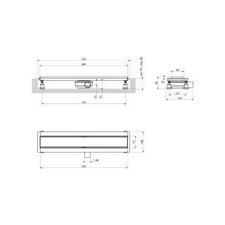 Omnires LOWFIX pryszn. odpływ liniowy z maskownicą do wklejenia płytek, 60 cm, srebrny półmat LOWFIX60TSL