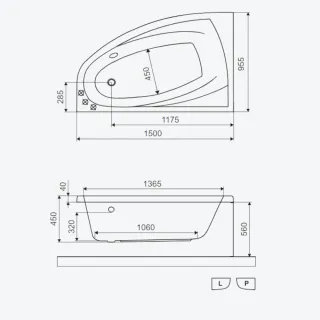 Excellent Aquaria Comfort Wanna narożna lewa 150x95 cm Biała WAEX.AQL15WH