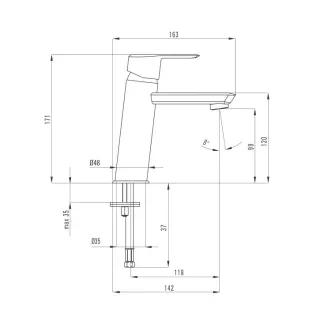 Deante Arnika Bateria umywalkowa czarna z korkiem klik-klak BQA N21M