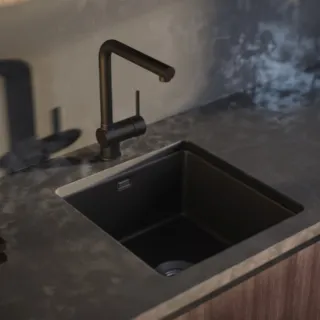 Deante Aster Bateria zlewozmywakowa z wyciąganą wylewką czarny BCA_N73M