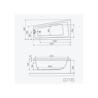 Excellent Ave Side Wanna narożna lewa 150x80 cm Biała WAEX.AVL15WH
