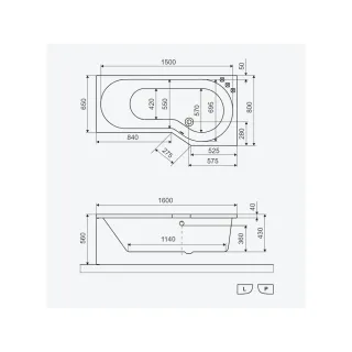 Excellent Be Spot Wanna narożna prawa 160x80 cm Biała WAEX.BSP16WH