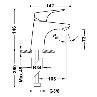 Tres Canigo Bateria umywalkowa Chrom