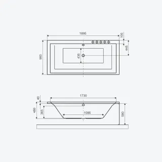 Excellent Crown Grand Wanna prostokątna 190x90 cm Biała WAEX.CRG19WH