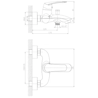 Omnires YUKON bateria wannowa, chrom połysk YK3330CR
