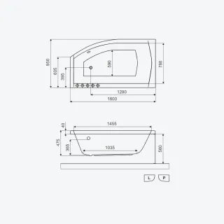 Excellent Magnus Wanna narożna prawa 160x95 cm Biała WAEX.MGP16WH