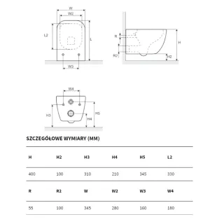 Excellent Ness Miska WC z deską wolnoopadającą 50x34.5 cm Biała CENL.3509.500.WH