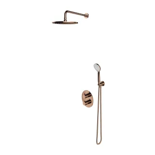 Y ZESTAW PRYSZNICOWY TERMOSTATYCZNY PODTYNKOWY MIEDŹ POŁYSK