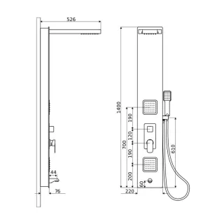 Actima Glas panel prysznicowy 140x22 cm ARAC.GR8401