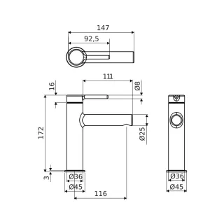Excellent PI bateria umywalkowa stojąca, chrom AREX.1201CR