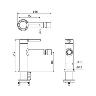 Excellent PI bateria bidetowa stojąca, chrom AREX.1203CR
