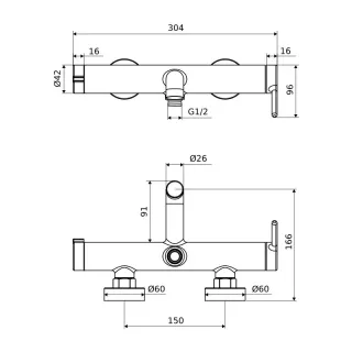 Excellent Delta Pi Bateria wannowo-prysznicowa, czarny mat AREX.1206BL