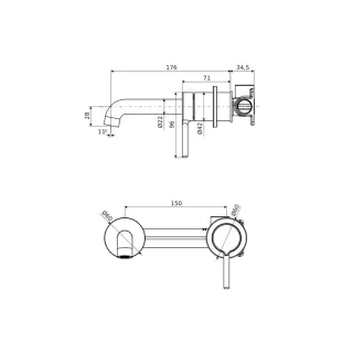 Excellent Delta PI bateria umywalkowa podtynkowa, złoty połysk AREX.1213GL