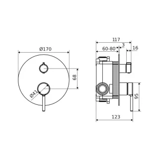 Excellent PI bateria prysznicowo-wannowa podtynkowa 2 funkcyjna, chrom AREX.1245CR