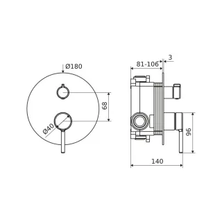 Excellent PI bateria prysznicowo-wannowa podtynkowa 3 funkcyjna, czarny mat AREX.1247BL