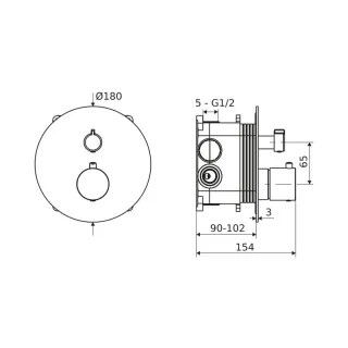 Excellent PI bateria prysznicowo-wannowa podtynkowa 3 funkcyjna, termostatyczna, chrom AREX.1248CR
