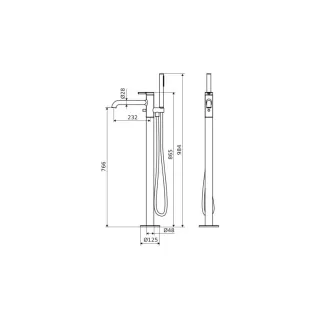 Excellent Delta Pi bateria wannowa wolnostojąca, grafit szczotkowany AREX.1254AB