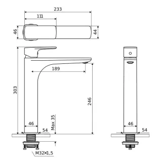 Excellent Keria bateria umywalkowa stojąca wysoka, czarny mat AREX.2002BL
