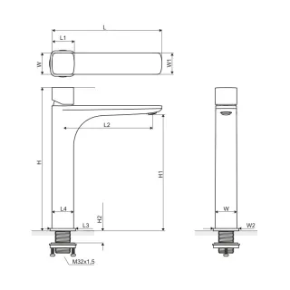 Excellent Keria Q bateria umywalkowa stojąca wysoka, chrom AREX.2012CR