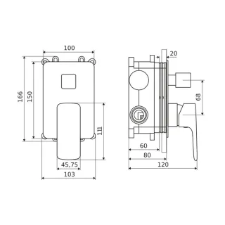 Excellent Keria bateria prysznicowo-wannowa podtynkowa 2 funkcyjna, chrom AREX.2045CR