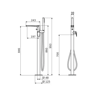 Excellent Clever 2.1 bateria wannowa wolnostojąca, grafit szczotkowany AREX.4155AB