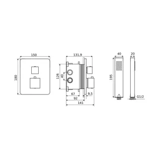 Excellent Frost Quatro Termo zestaw prysznicowy podtynkowym, z fix-box, chrom AREX.4403CR
