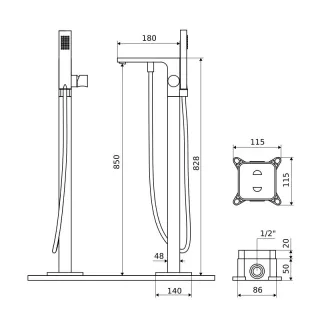 Excellent Krotos bateria wannowo-prysznicowa wolnostojąca, chrom AREX.8055CR