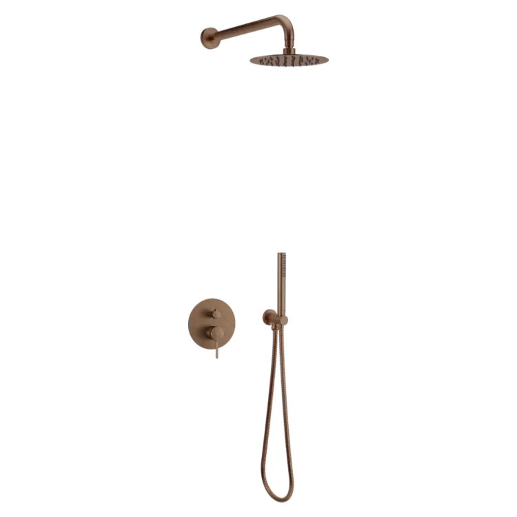 Excellent PI zestaw prysznicowo-wannowy podtynkowy 3 funkcyjny, z deszczownicą 25 cm, miedziany szczotkowany AREX.SET.1247CB