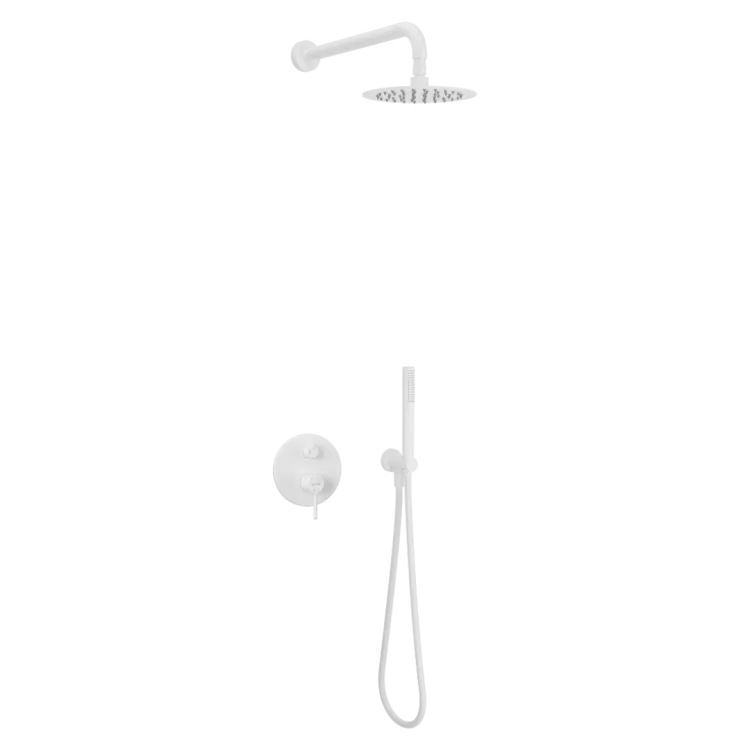 Excellent PI zestaw prysznicowo-wannowy podtynkowy 2 funkcyjny z deszczownicą 25 cm, biały mat AREX.SET.1245WH
