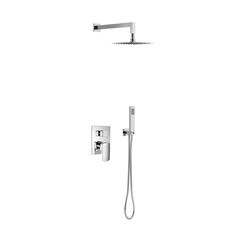 Excellent Pride zestaw prysznicowo-wannowy podtynkowy z deszczownicą 20x20 cm, 2 funkcyjny, chrom AREX.SET.4045CR