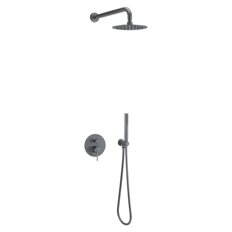 Excellent PI zestaw prysznicowo-wannowy podtynkowy 3 funkcyjny, z deszczownicą 25 cm, grafit szczotkowany AREX.SET.1247AB