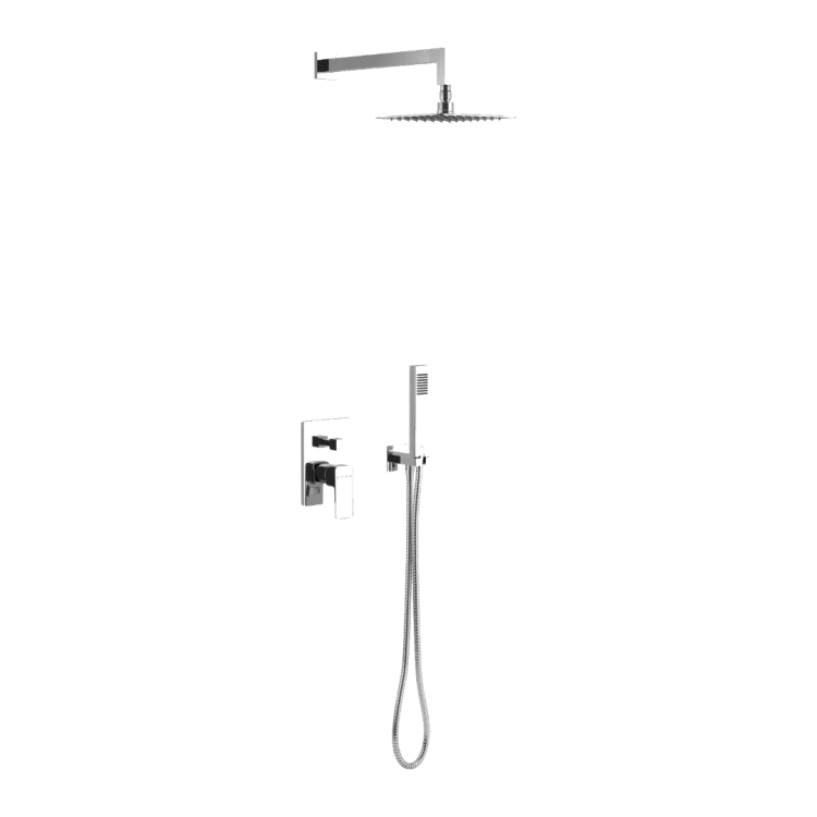 Excellent Keria zestaw prysznicowo-wannowy podtynkowy z deszczownicą 25x25 cm, 2 funkcyjny, chrom AREX.SET.2045CR