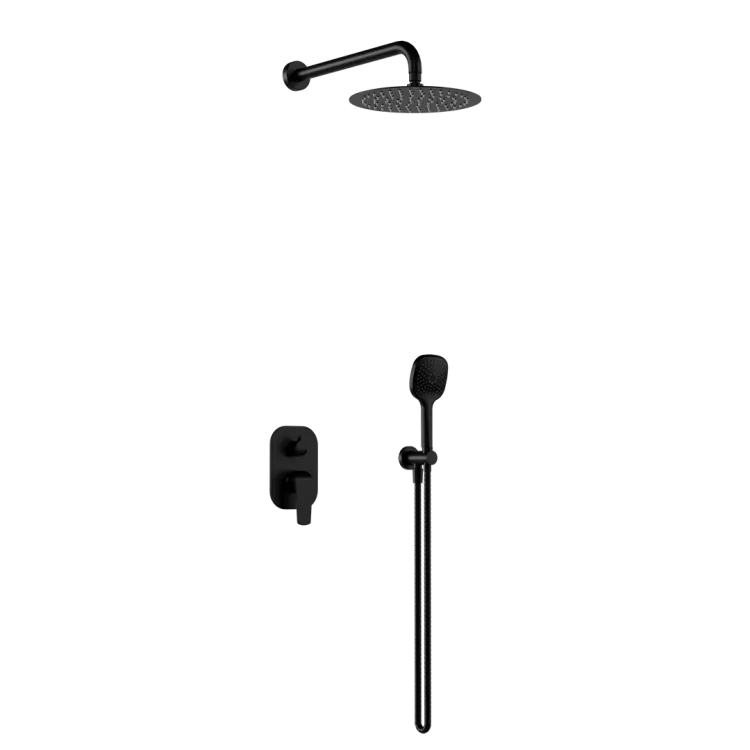 Excellent Clever 2.0 zestaw wannowo-prysznicowy podtynkowy z deszczownicą 25 cm, 2 funkcyjny, czarny soft AREX.SET.4145BS
