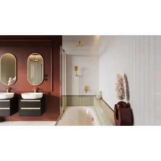 Excellent Clever 2.0 zestaw prysznicowo-wannowy podtynkowy z deszczownicą 25 cm, 2 funkcyjny, złoty szczotkowany AREX.SET.4145GB