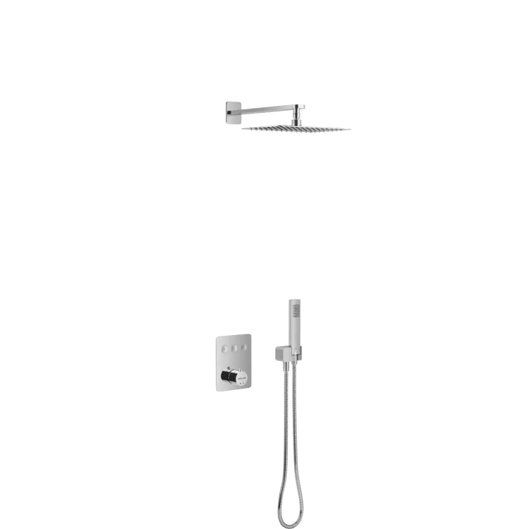 Excellent Krotos zestaw prysznicowo-wannowy podtynkowy z deszczownicą 20x30cm 3 funkcyjny, chrom AREX.SET.8046CR