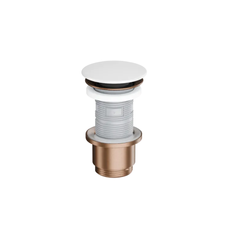 Excellent Design Korek klik-klak umywalkowy, korpus miedziany szczotkowany, pokrywa ceramiczna śnieżnobiały ARIN.1485.K.02.WHCB