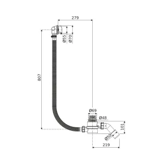 Excellent Hover syfon wannowy z napełnianiem czyszczony od góry, rozmiar do każdej wanny, chrom ARIN.3410CR