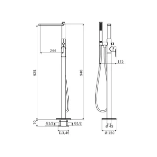 Excellent Glad bateria wannowo-prysznicowa wolnostojca, złoty połysk ARNL.1155GL
