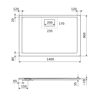 Excellent Lavano brodzik prostokątny 140x90 cm kompozytowy, beton BREX.1103.140.090.CON