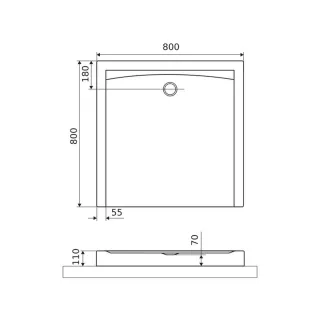 Excellent Forma Compact X brodzik kwadratowy 80x80 cm struktura, wysoki, czarny mat BREX.1402.080.080.BLC