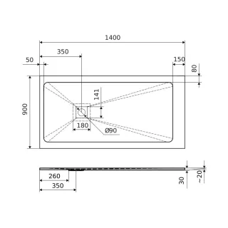 Excellent Arda brodzik prostokątny 140x90 cm kompozytowy, beton BREX.1503.140.090.CON