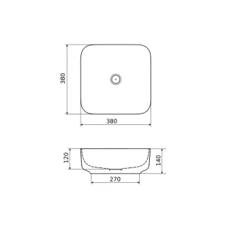 Actima Cori 38 umywalka nablatowa 38,5x38,5 cm kwadratowa, biały połysk CEAC.2201.WH