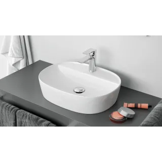 Actima Ronity 50S umywalka nablatowa 50x38 cm owalna z otworem na baterię, biały połysk CEAC.2901.500.WH